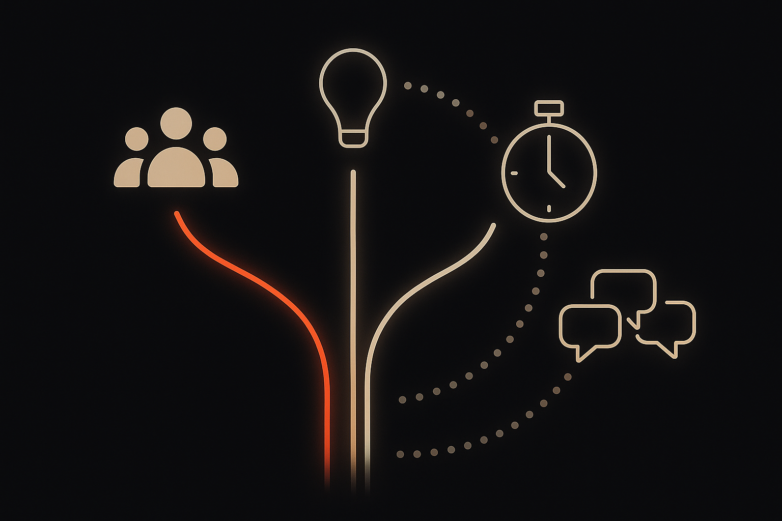 Minimalist illustration of connected silhouettes symbolizing teamwork and collaboration.