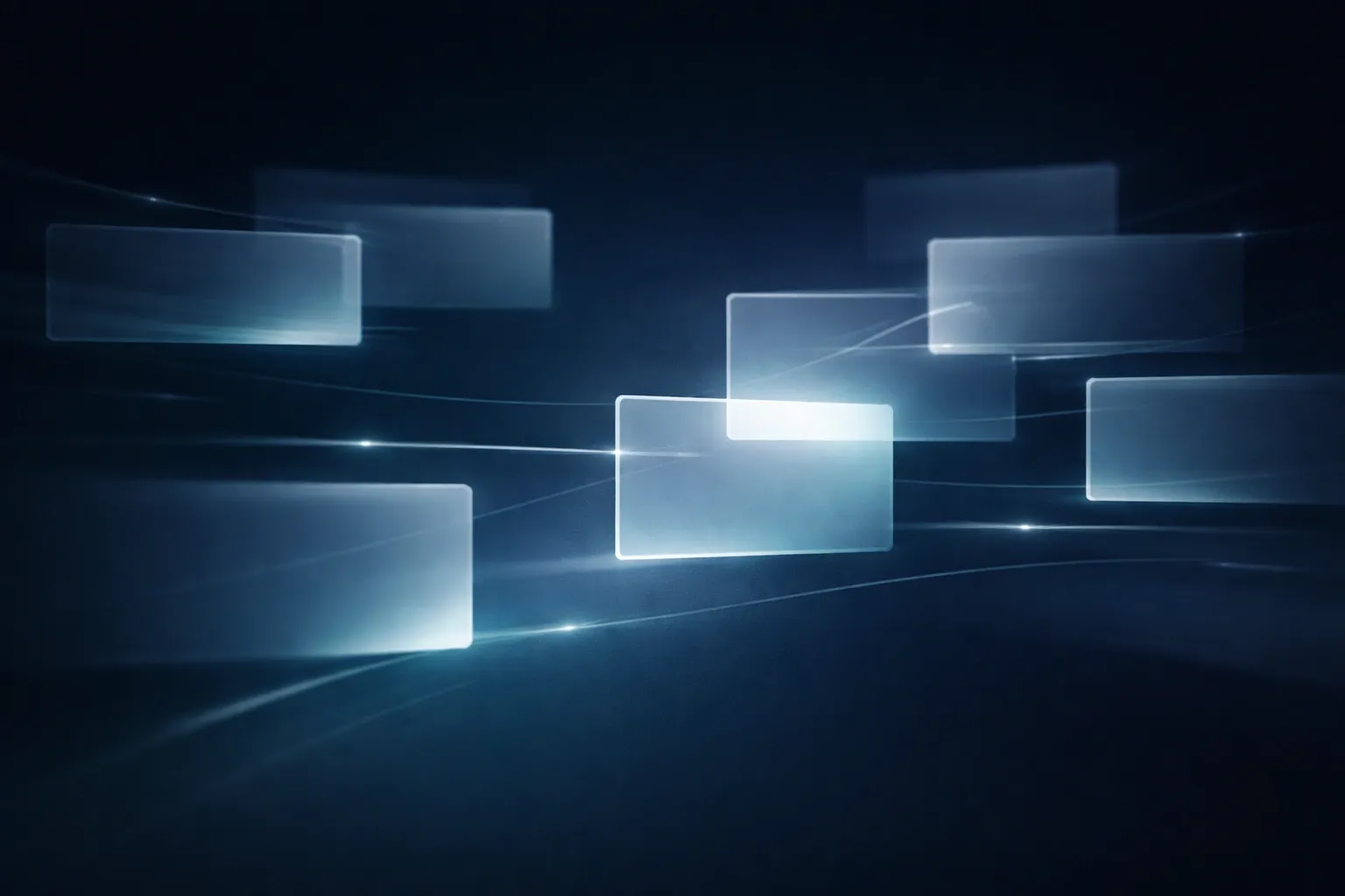 Abstract UI screens floating without connections, illustrating how AI-generated designs lack user flow logic and system-level relationships.